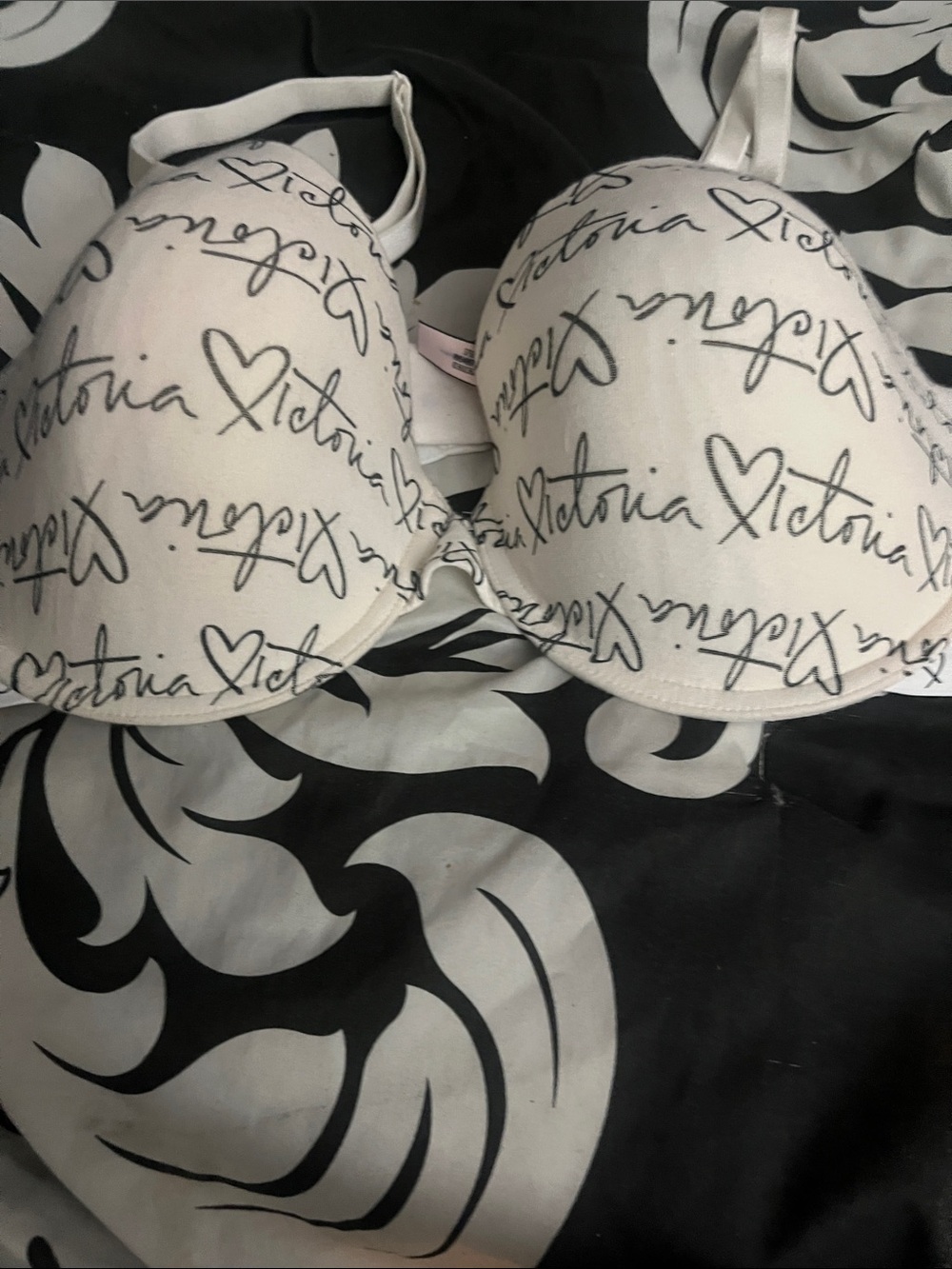 Victoria's Secret White Logo Script Underwire Bra